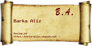 Barka Aliz névjegykártya